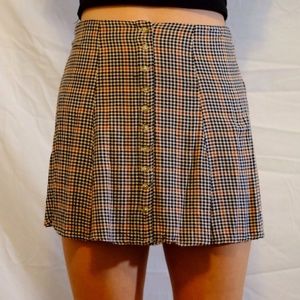 American Eagle Plaid Mini Skirt- Tan/Black/Cream